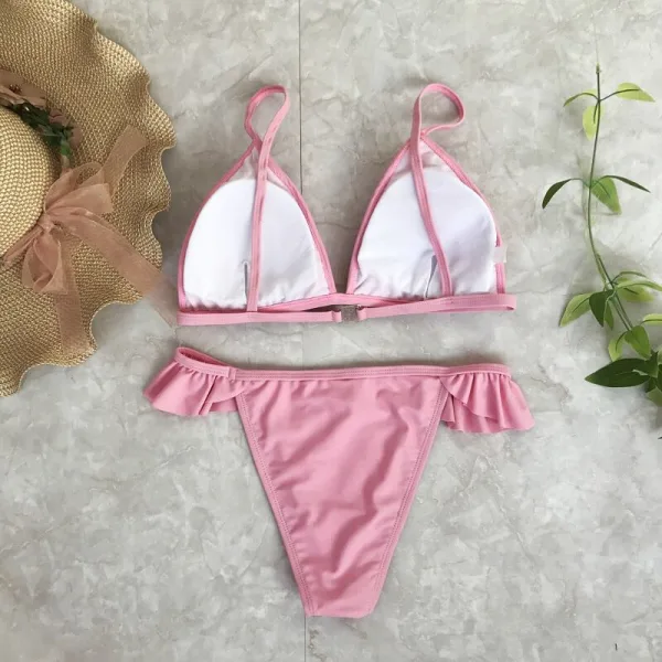 Ruffled Bikini Set with Soft Chest Padding