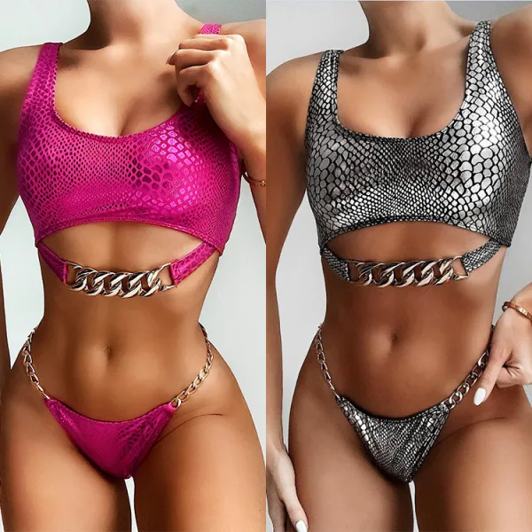Serpentine Print Bikini Set