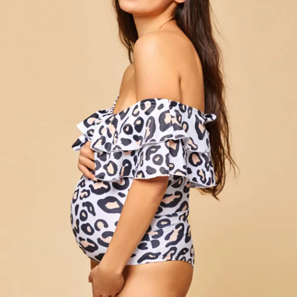 Leopard Print Maternity One-Piece Swimsuit
