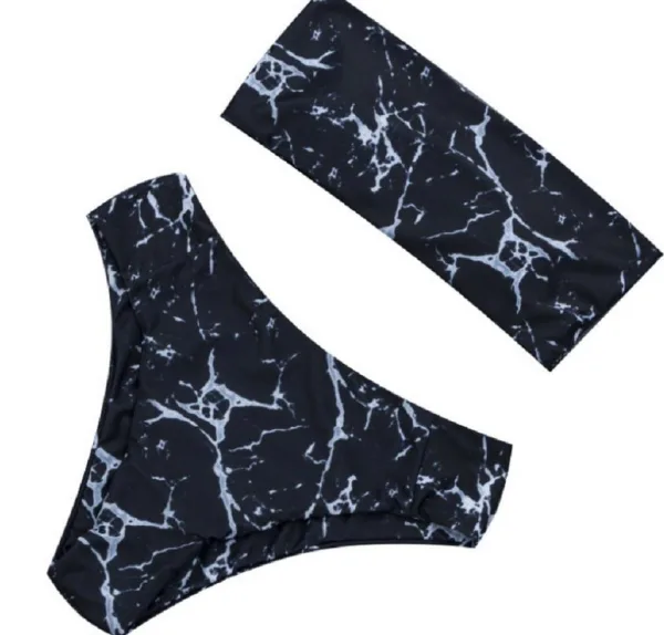 Marble Print Tube Bikini Set