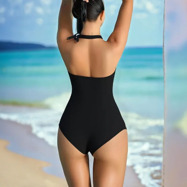 Triangle Pattern Corset One-Piece Swimsuit