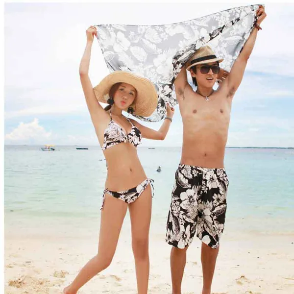 Monochrome Bikini and Cover-Up Set