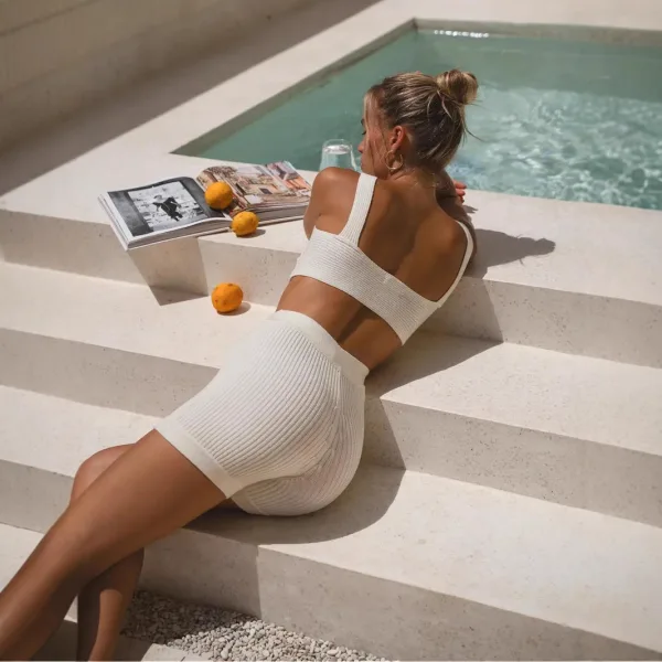 Milky White Two-Piece Short Set