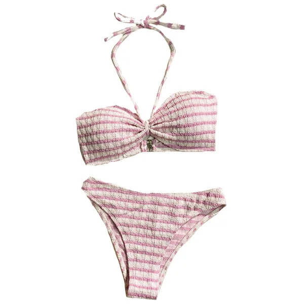 Striped Print Bikini Set