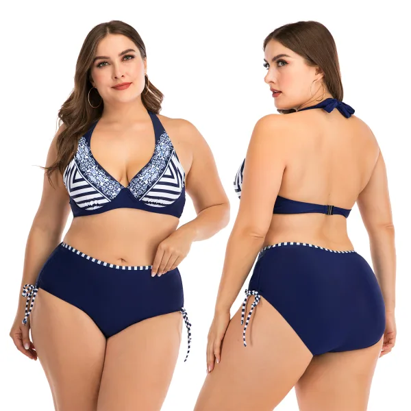 Coastal Stripe Plus Size Bikini Set