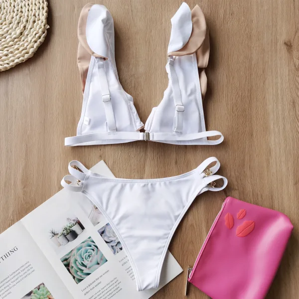 Ruffled Bikini Set with Metal Buckle