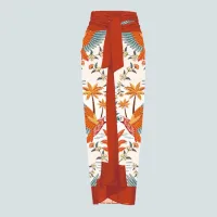 White Red Flower Wrapped Skirt