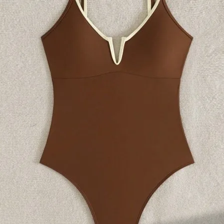 Color-Block Backless One-Piece Swimsuit