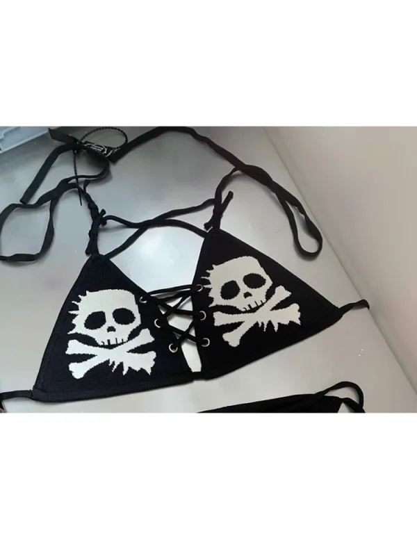 Gothic Skull Triangle Bikini Set