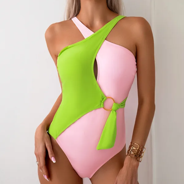 Color-Blocked One-Piece Swimsuit