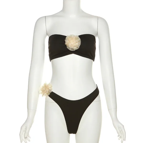 Floral Appliqué Bikini Set with Tank Top