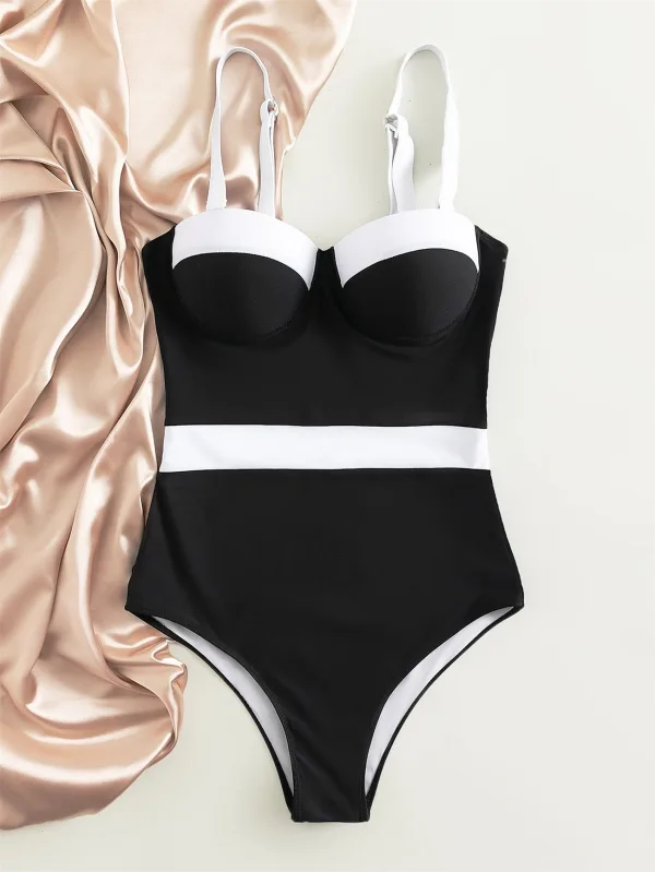 Contrast Detail One-Piece Swimsuit