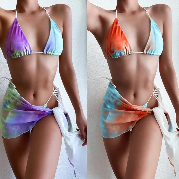 Aura Tie-Dye Three-Piece Bikini Set