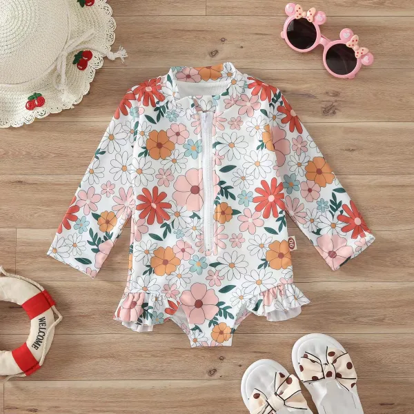 Floral Print Zipper-Front Swimsuit