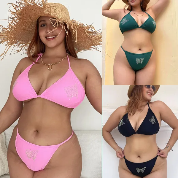 Lucia Rhinestone Lace-Up Bikini Set