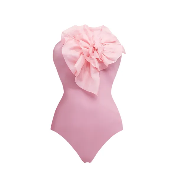 Deep V-Neck Halter One-Piece Swimsuit