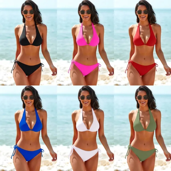 Minimalist Solid Strap Bikini Set