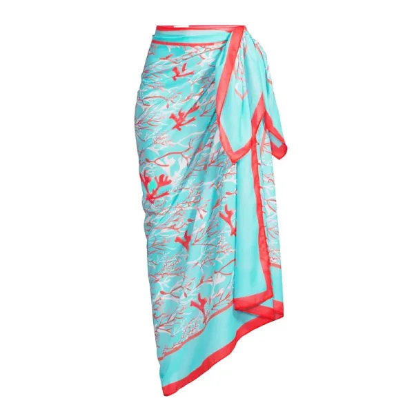 Floral Print Three-Piece Bikini and Sarong Set