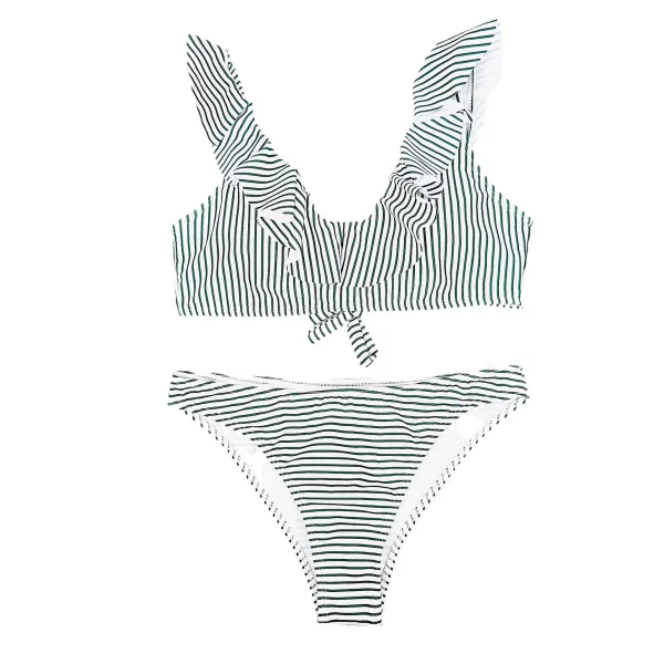 Striped Backless Bikini Set