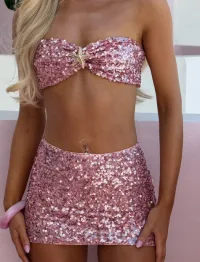 Pink Bra Skirt Outfit