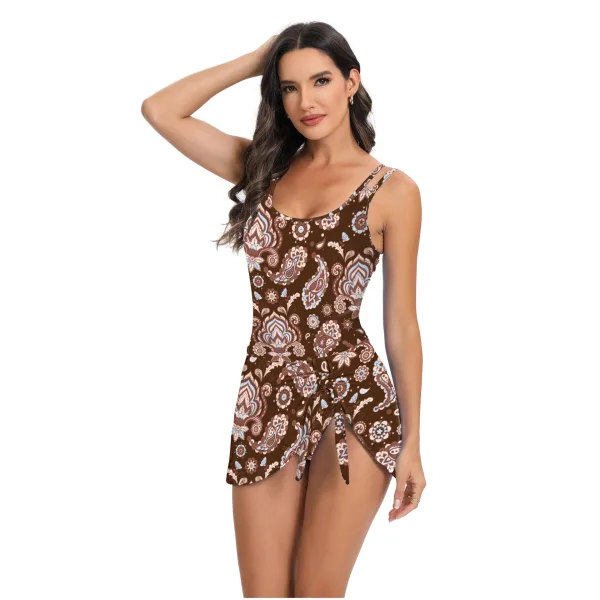 Floral Print High-Waist One-Piece Swimsuit
