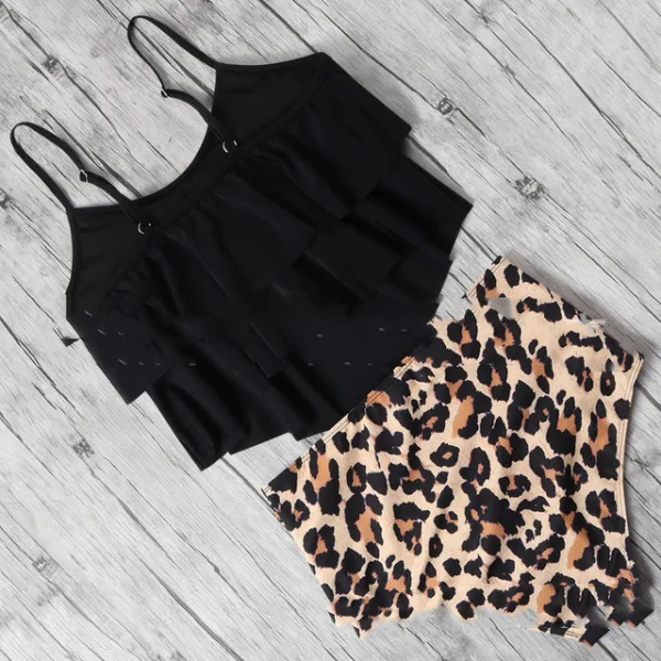 Coastal Print Bikini Set with Open Back Detailing