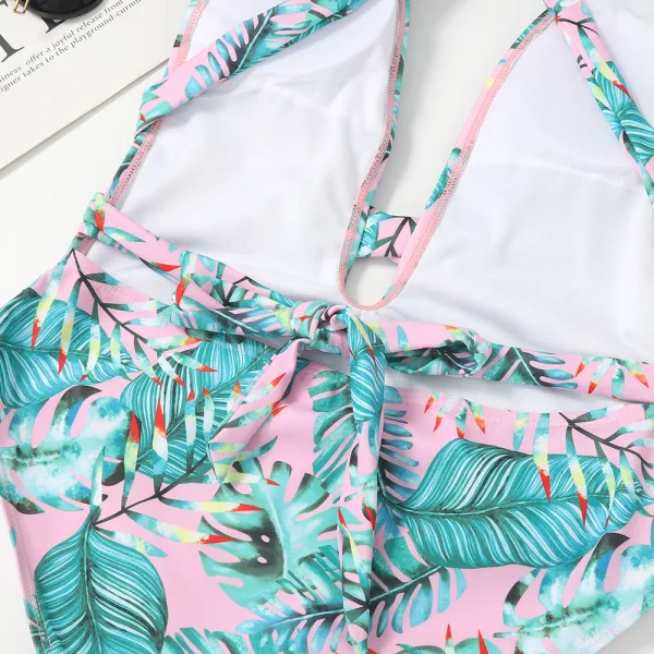 Floral Print One-Piece Swimsuit with Backless Detail