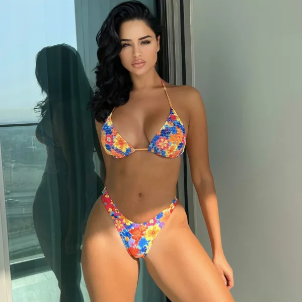 Luna Printed Lace-Up Bikini Set