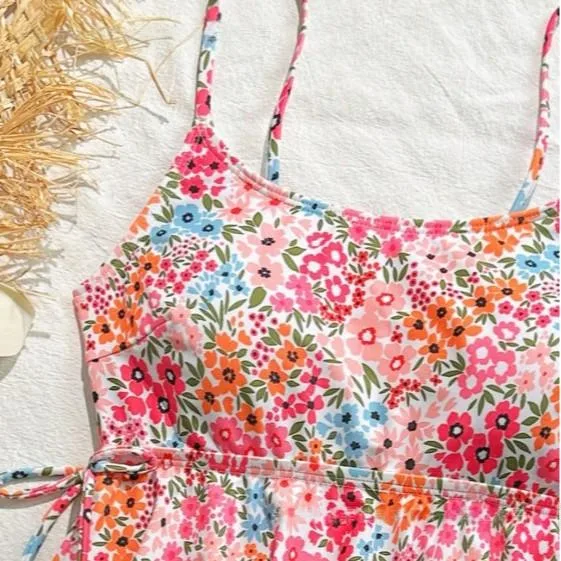 Floral Camisole Bikini Set with High-Waist Briefs