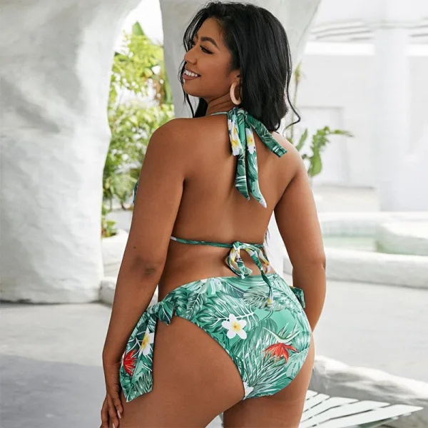 Floral Lace-Trimmed Bikini Set