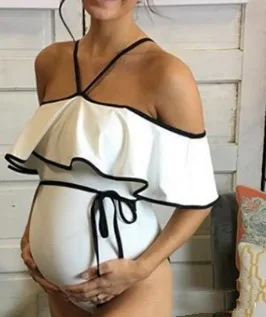 Maternity One-Piece Swimsuit in Classic White