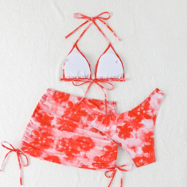 Three-Piece Bikini Set with Coordinating Beach Skirt