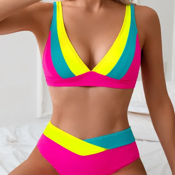 Contrast Trim Backless Two-Piece Bikini