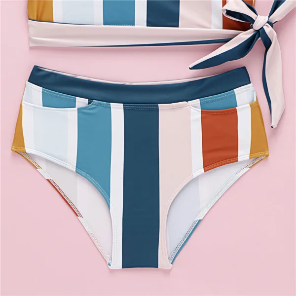 One-Shoulder Striped Bikini Set