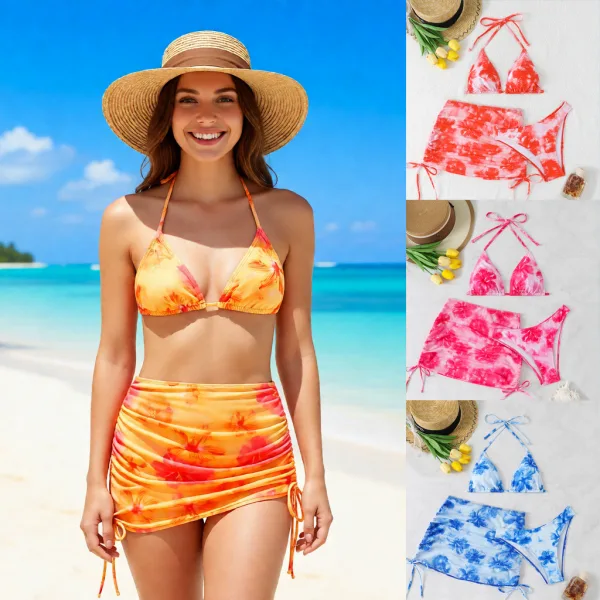 Three-Piece Bikini Set with Coordinating Cover-Up