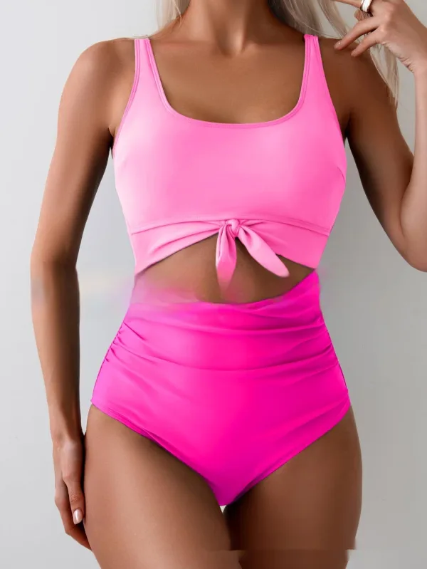 Contrast Stitching One-Piece Swimsuit