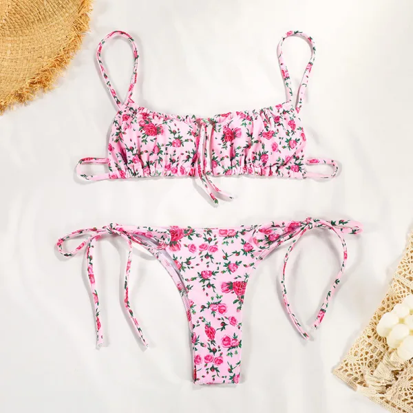Printed Strap Bikini Set