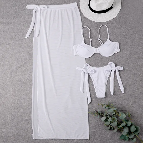 Three-Piece Mesh Skirt Bikini Set