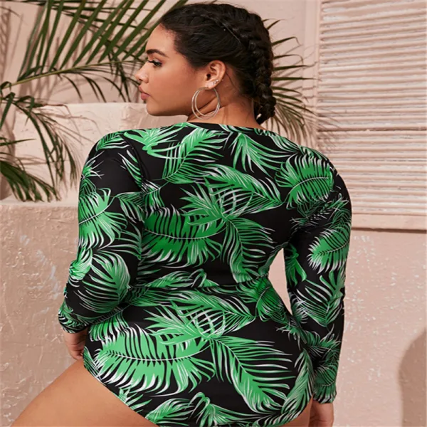 Long-Sleeve Zippered One-Piece Swimsuit