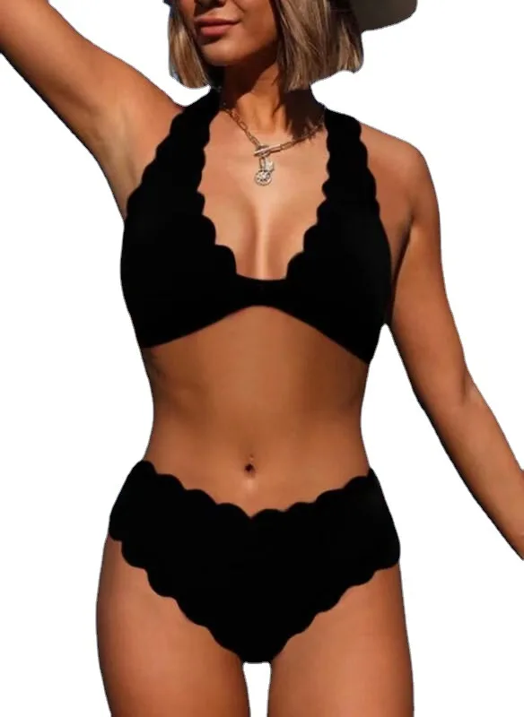 Floral Triangle Bikini Set with Soft Padding