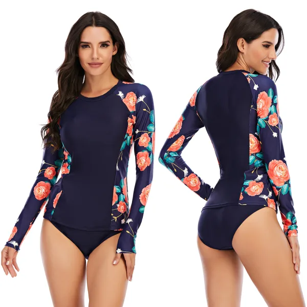Long-Sleeved Rash Guard Bikini Set