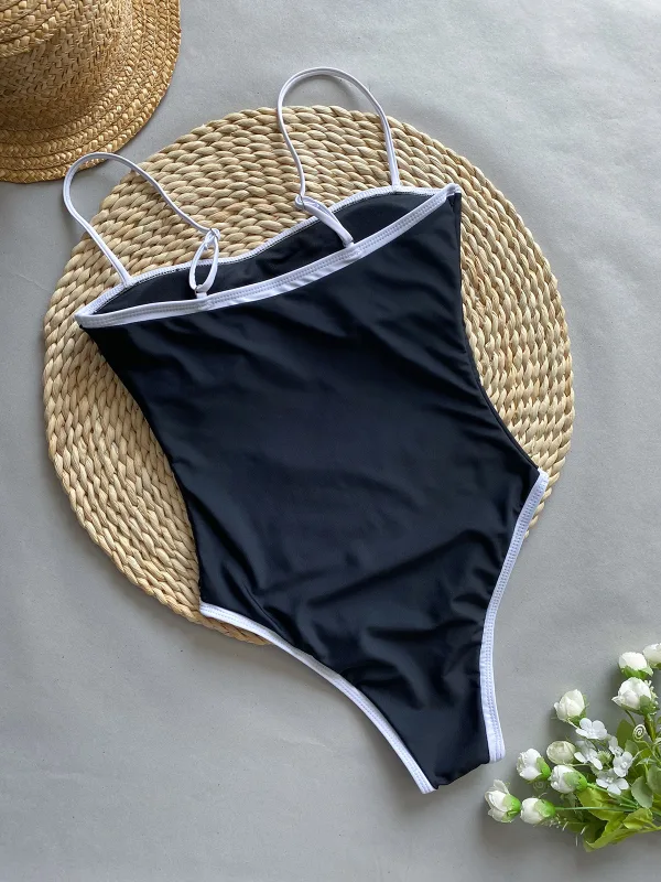 Minimalist Patchwork One-Piece Swimsuit