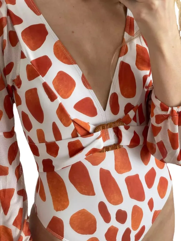 Rhombus Print One-Piece Swimsuit