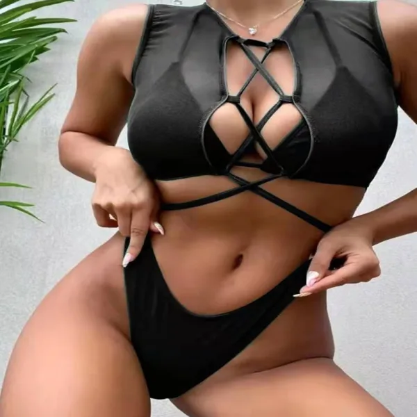 Luna Mesh Three-Piece Bikini Set