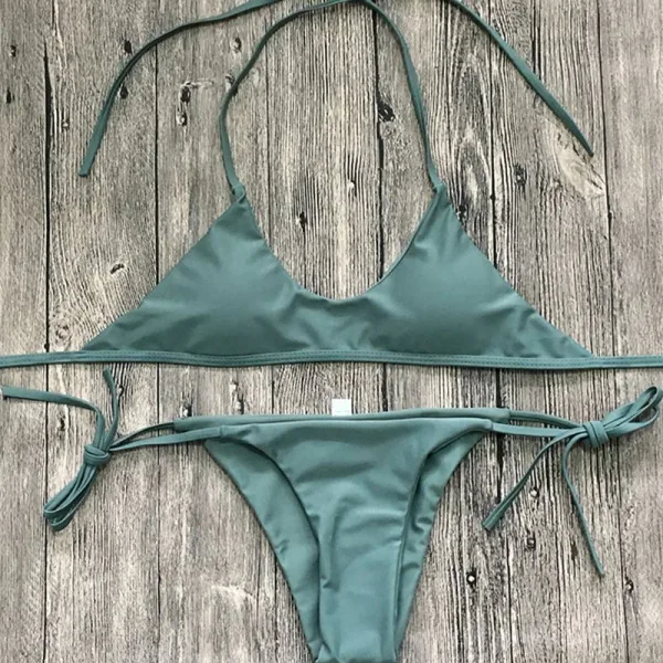 Classic Solid Bikini Set with Removable Padding
