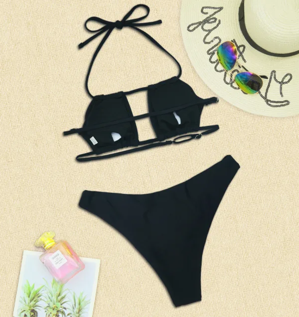 Minimalist Triangle Bikini Set in Classic Black