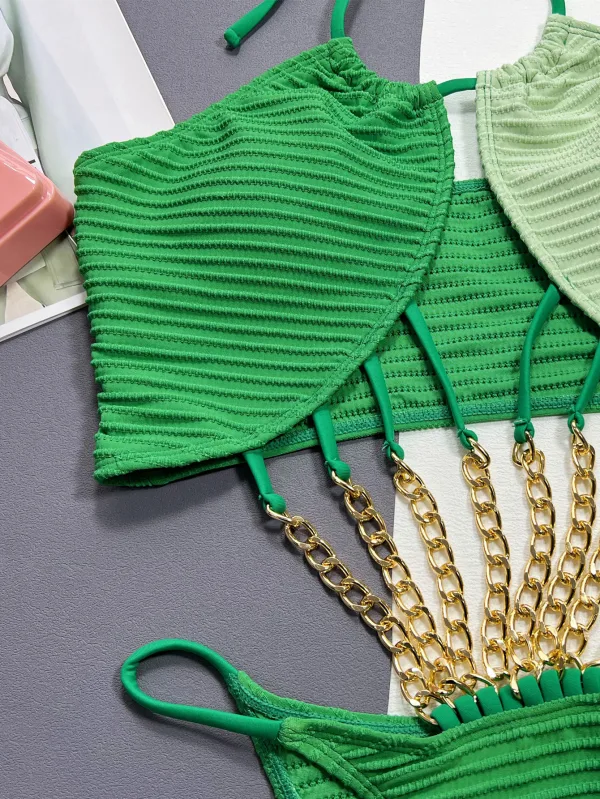 Emerald Hollow-Out One-Piece Swimsuit