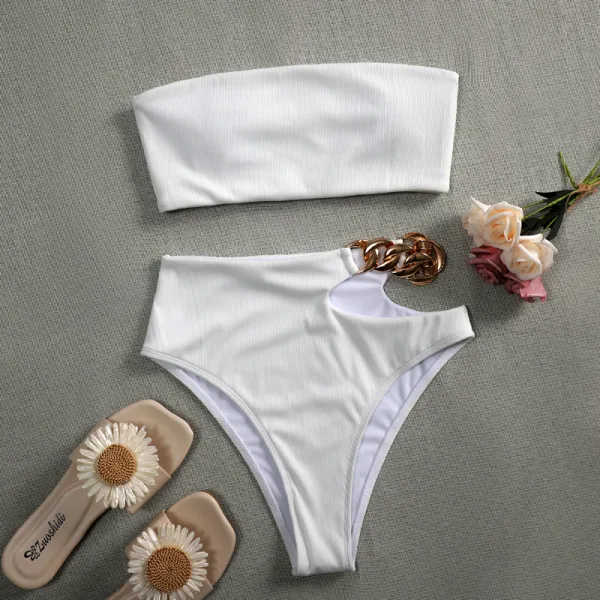 Minimalist Tube Top High-Waist Bikini Set