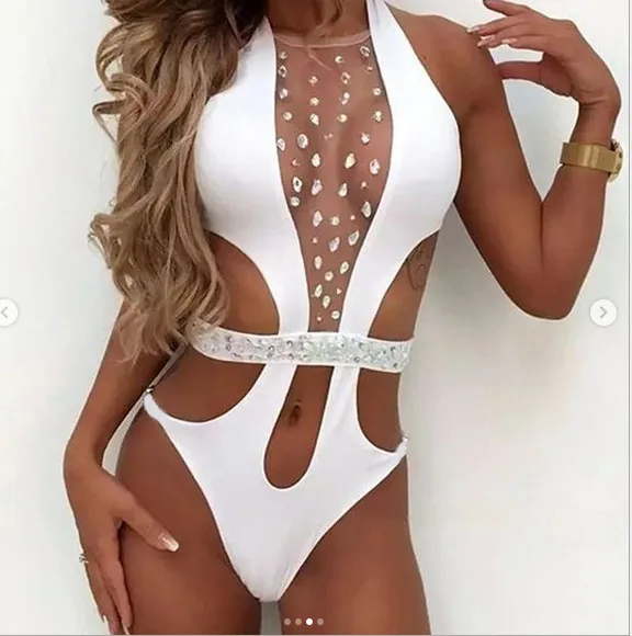 Diamond Cutout One-Piece Swimsuit