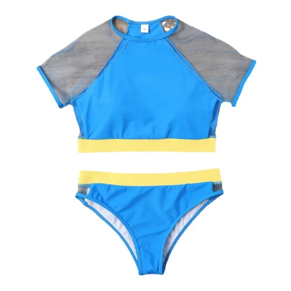 Mesh Detail High-Waist Bikini Set